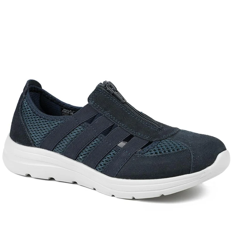 Wide Fit Leather Memory Foam Trainers - BRK43032 / 329 266