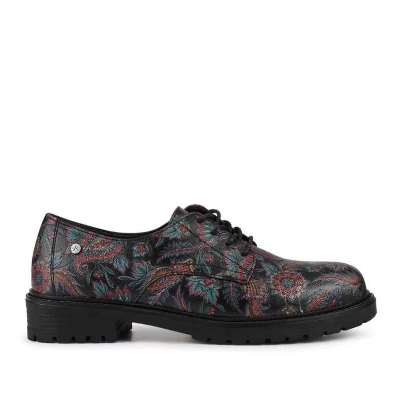 Lace-Up Block Heel Shoes - WOIL42011 / 327 898 - Black Paisley