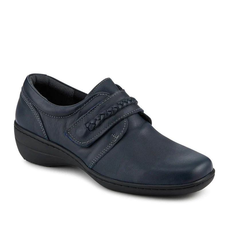 Loretta Leather Adjustable Fit Monk Shoes - HAK42019 / 328 600 - Navy