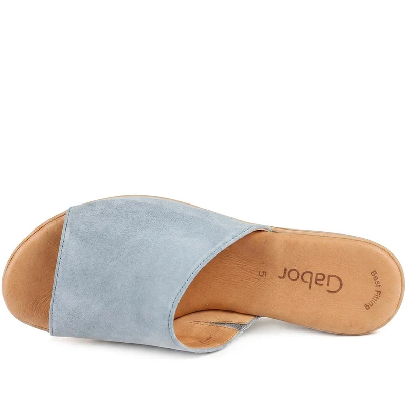 Gabor Leather Wedge Heel Mule Sandals - GABC44508 / 330 263 - Pale Blue