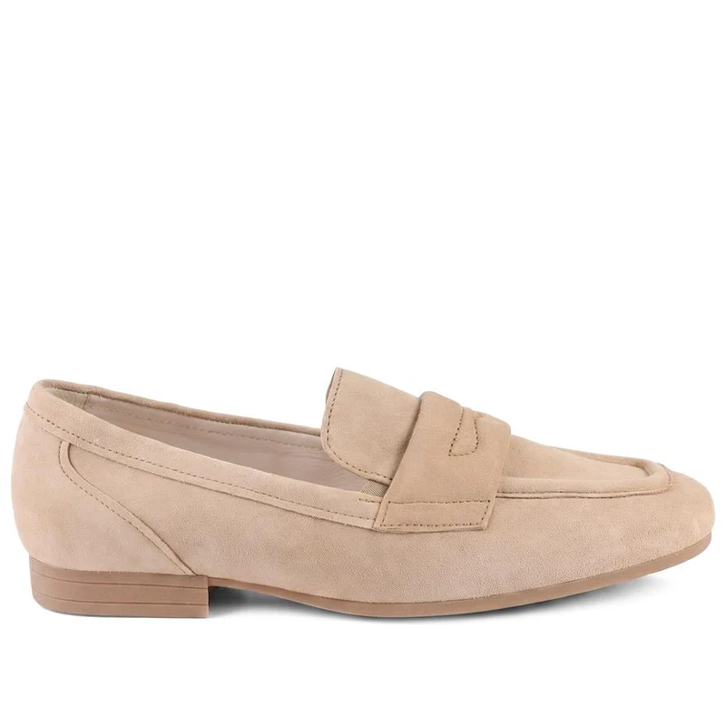 Gabor Wide Fit Leather Heeled Loafers - GABC44503 / 330 268 - Caramel