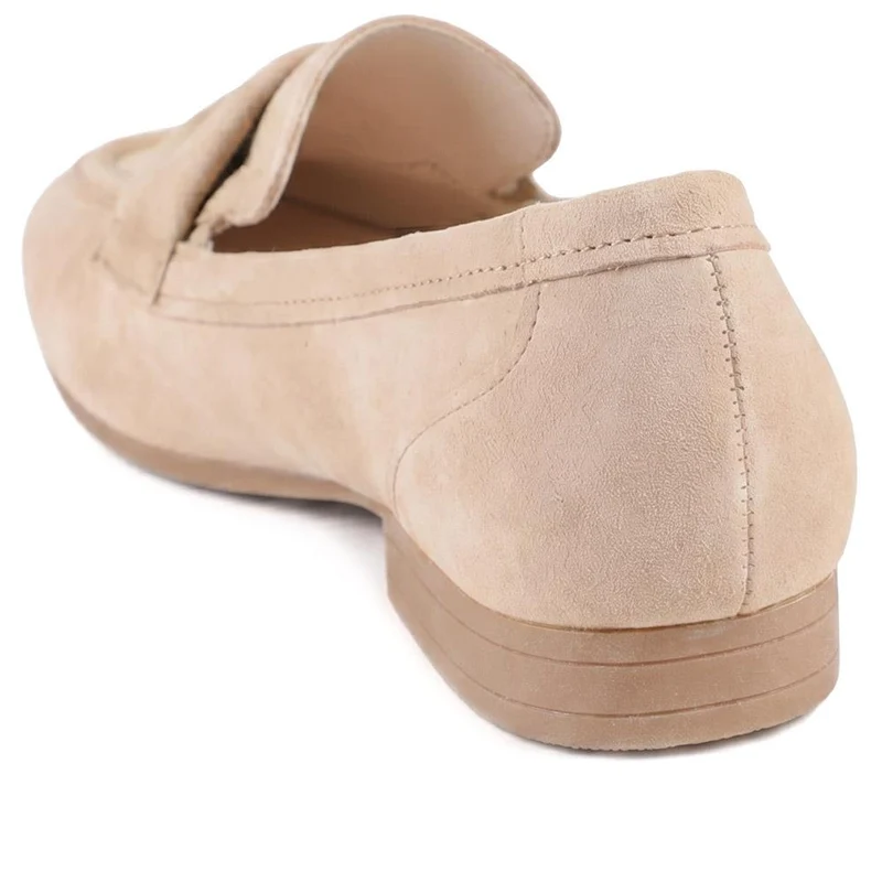 Gabor Wide Fit Leather Heeled Loafers - GABC44503 / 330 268 - Caramel