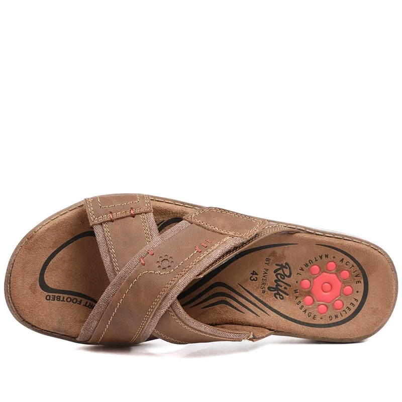 Relife Wide Fit Slip On Sandals - RELIF43011 / 328 926 - Brown