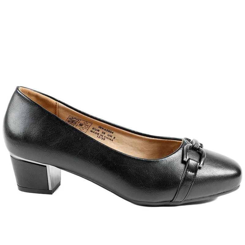 Wide Fit Block Heel Court Shoes - WK43004 / 328 968 - Black