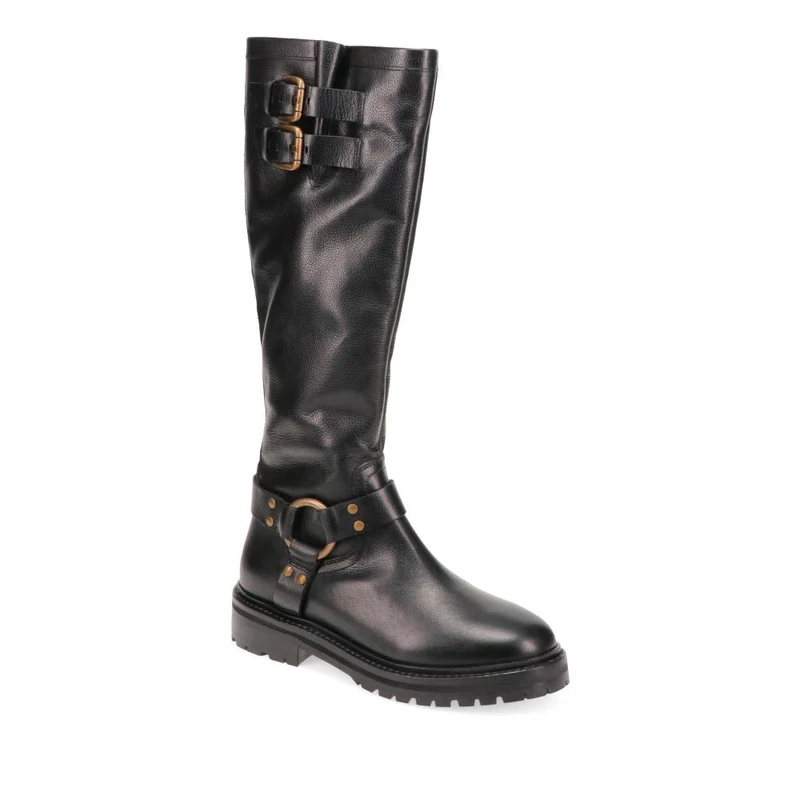 Elstree Casual Leather Long Boots - ELSTREE / 325 854 - Black