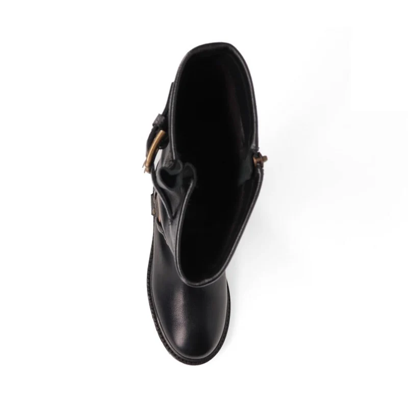 Elstree Casual Leather Long Boots - ELSTREE / 325 854 - Black