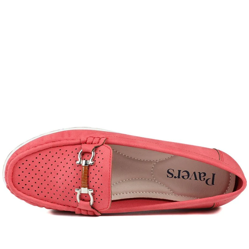 Breathable Buckle Detailed Moccasins - BAIZH41039 / 327 317 - Red