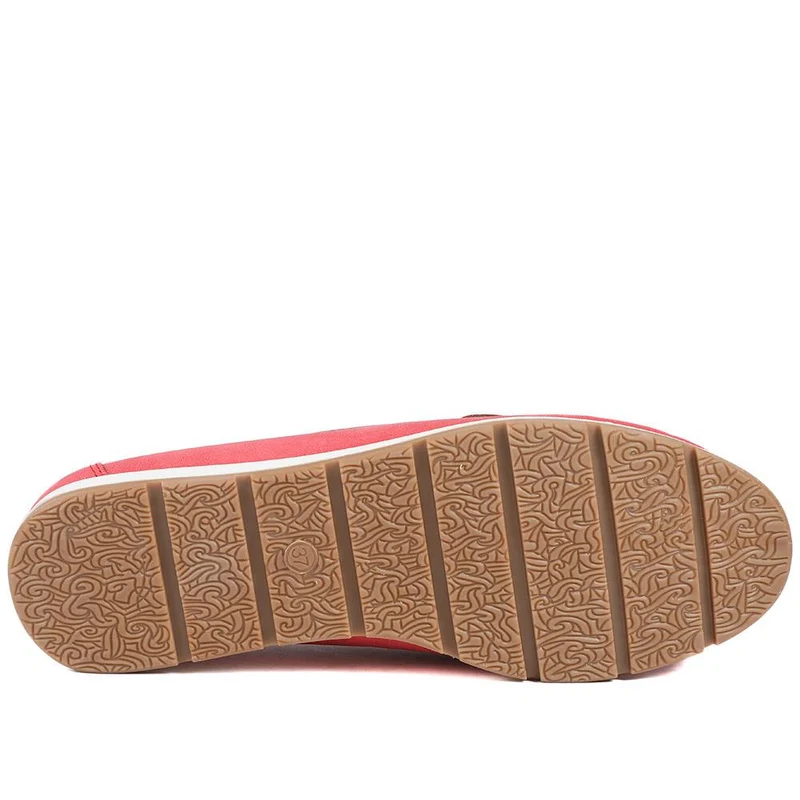 Breathable Buckle Detailed Moccasins - BAIZH41039 / 327 317 - Red
