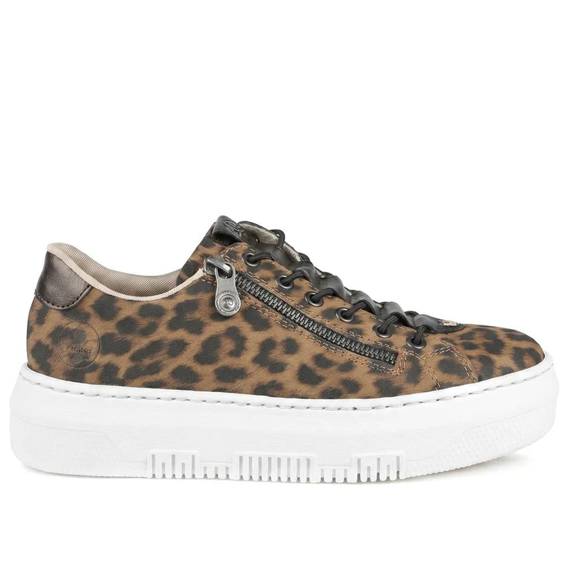Rieker Zip Fasten Platform Trainers - RKR43029 / 330 195 - Leopard