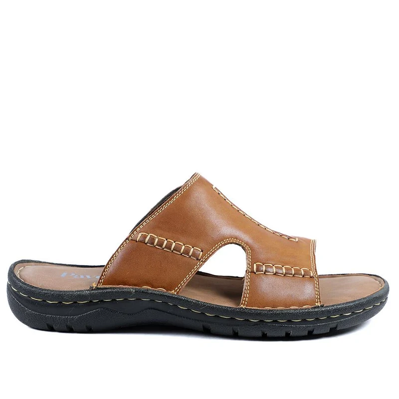 Slip On Leather Mule Sandals - AATRA43004 / 328 930 - Tan