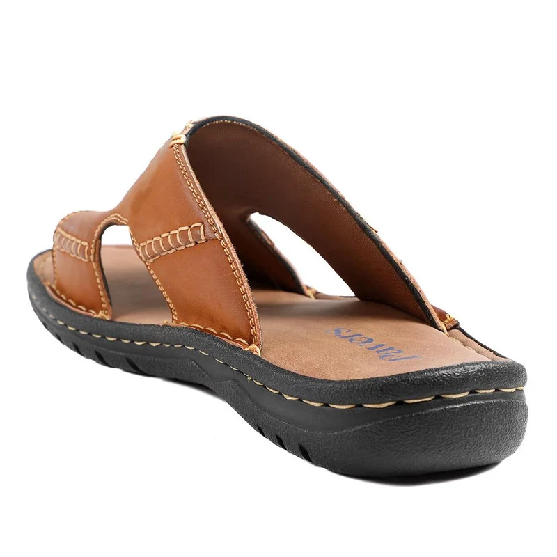Slip On Leather Mule Sandals - AATRA43004 / 328 930 - Tan