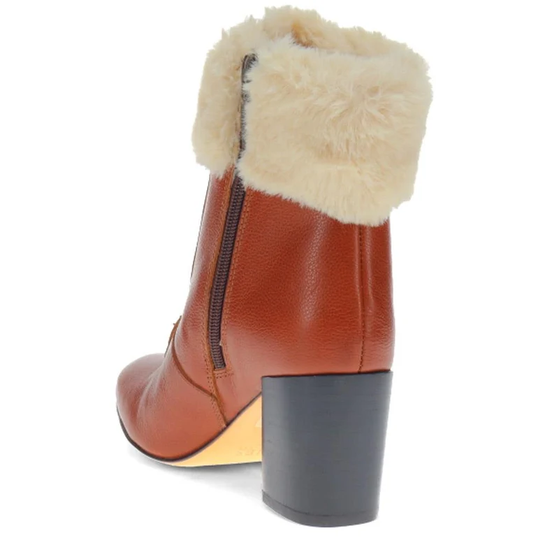 Kelsie Fur-Cuffed Ankle Boots - KELSIE / 325 853 - Tan
