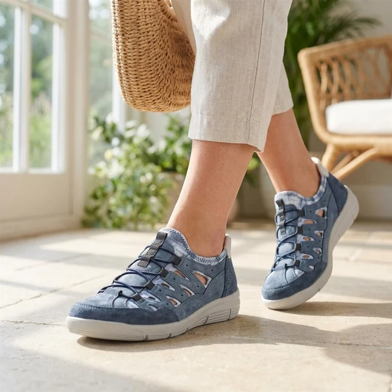 Relife Wide Fit Bungee Lace Slip On Shoes - RELIF43006 / 328 877 - Blue