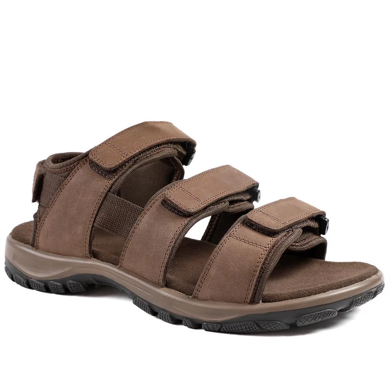 EasyFit Julius Extra Wide Leather Sandals - JULIUS / 329 048 - Dark Brown