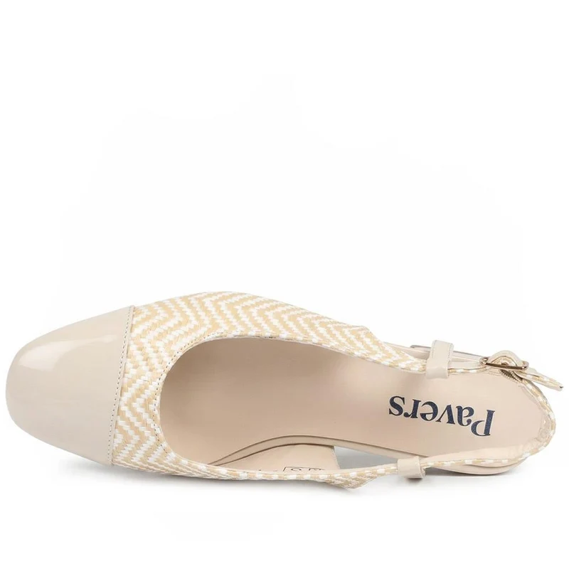 Lightweight Slingback Flat Court Shoes - WK43005 / 329 018 - Beige-White