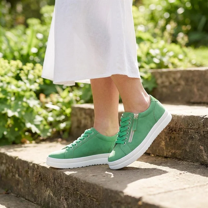 Wide Fit Zip & Lace Platform Trainers - WBINS43003 / 328 884 - Green