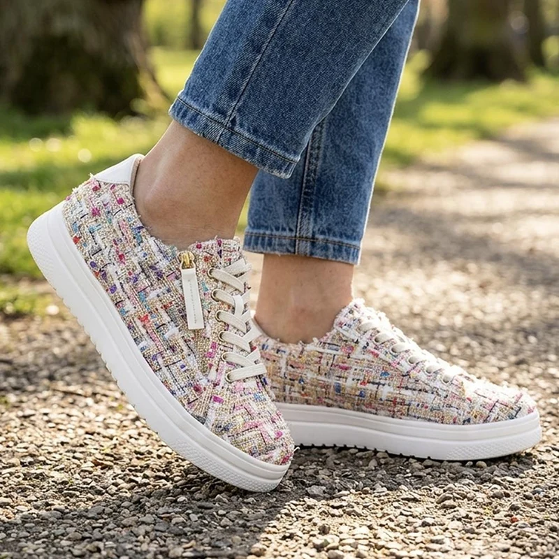 Knitted Zip & Lace Fasten Trainers - WBINS43002 / 328 883 - Multi