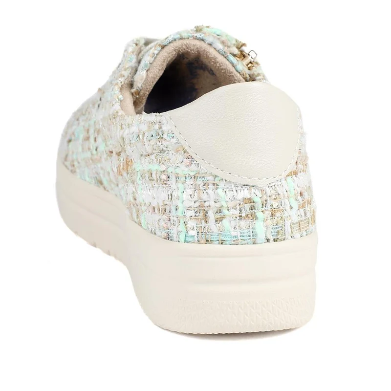 Knitted Zip & Lace Fasten Trainers - WBINS43002 / 328 883 - Beige Multi