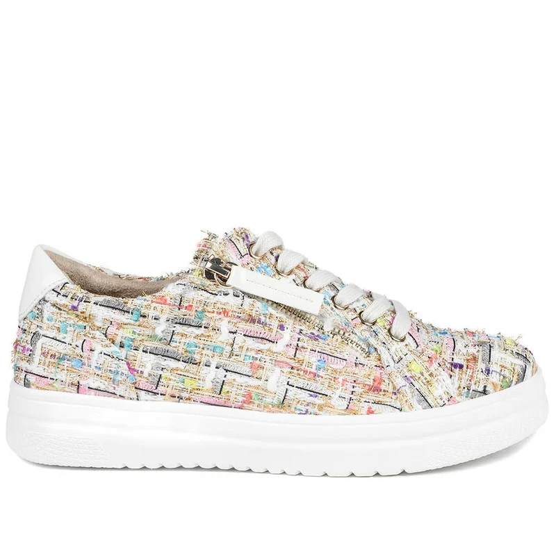 Wide Fit Fabric Zip & Lace Trainers - WBINS43027 / 328 885 - Multi