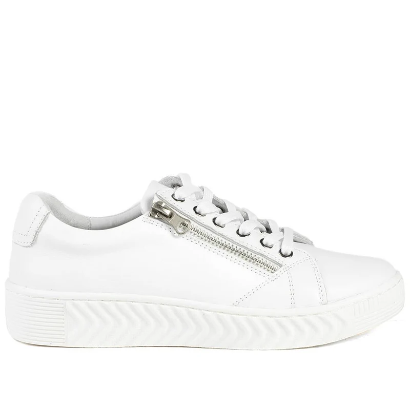 Wide Fit Leather Breathable Platform Trainers - BRK43000 / 328 558 - White