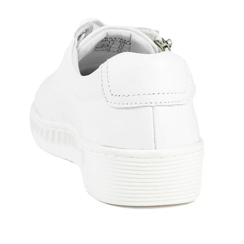Wide Fit Leather Breathable Platform Trainers - BRK43000 / 328 558 - White
