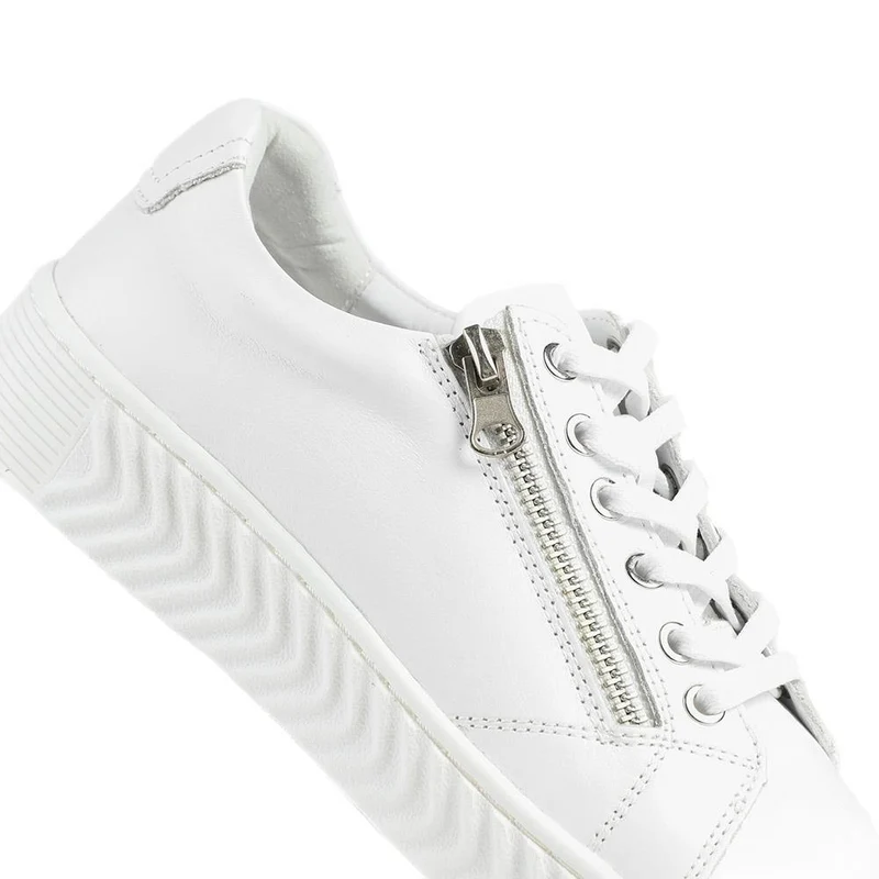 Wide Fit Leather Breathable Platform Trainers - BRK43000 / 328 558 - White