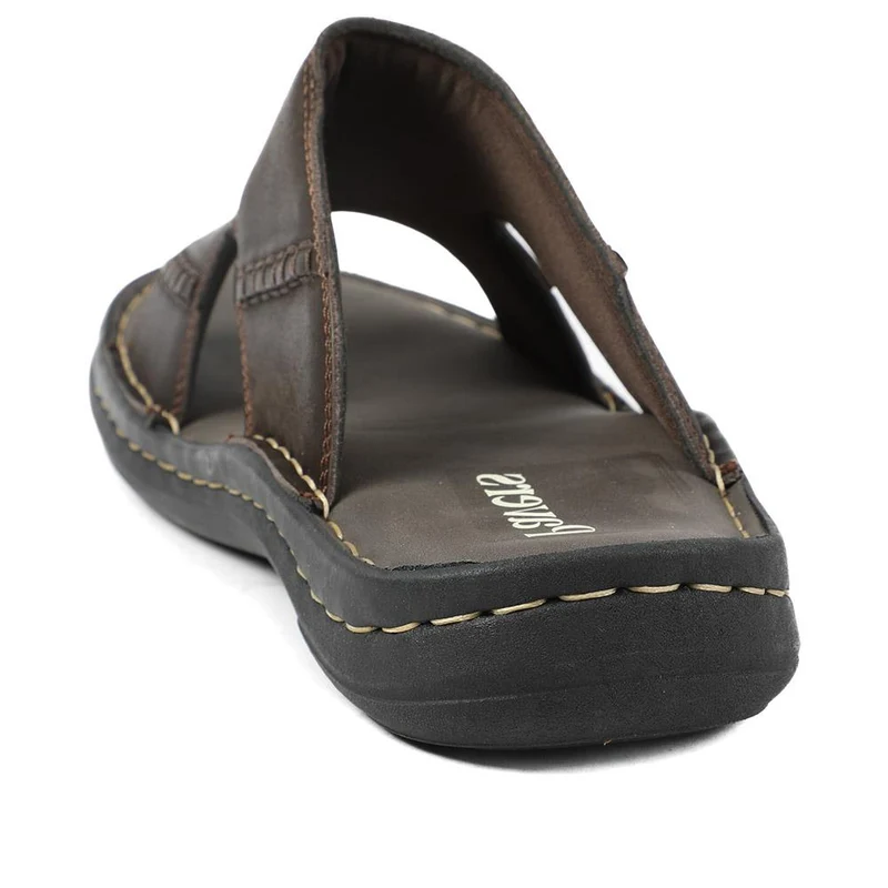 Slip On Leather Mule Sandals - AATRA43004 / 328 930 - Dark Brown