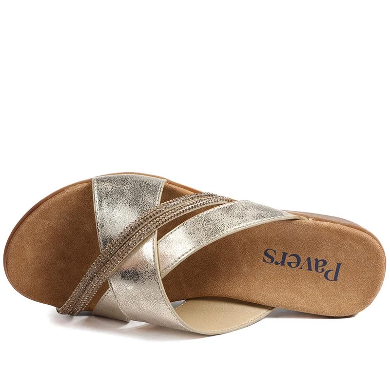 Lightweight Slip On Mule Sandals - BAIZH43010 / 329 165 - Gold