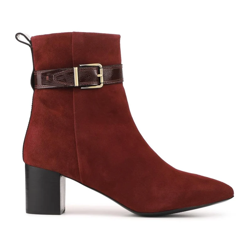 Nia Leather Buckle-Fasten Boots - NIA / 328 089 - Dark Red Suede