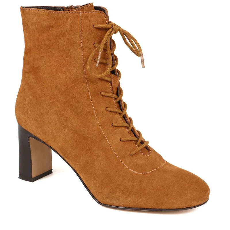 Lorah Leather Lace-Up Boots - LORAH / 324 248 - Cognac