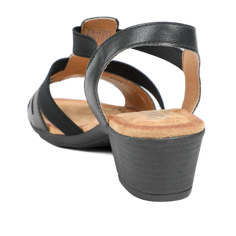 Wide Fit Jewelled Cuban Heel Sandals - WOIL43024 / 329 143 - Black