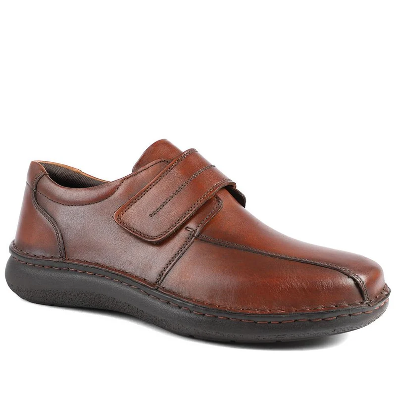 Wide Fit Leather Smart Adjustable Fit Shoes - PARK42060 / 328 431