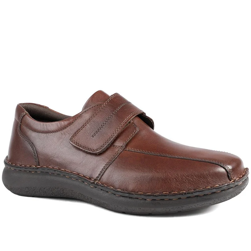 Wide Fit Leather Smart Adjustable Fit Shoes - PARK42060 / 328 431