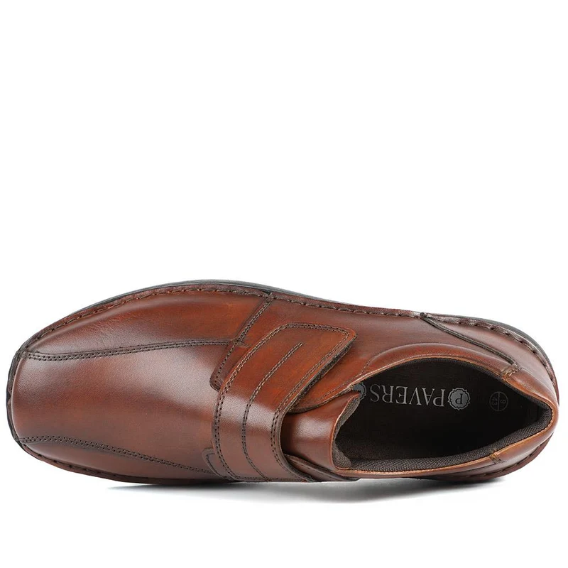Wide Fit Leather Smart Adjustable Fit Shoes - PARK42060 / 328 431 - Cognac