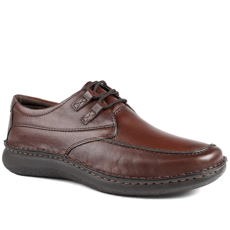 Wide Fit Leather Casual Lace Up Shoes - PARK42059 / 328 430