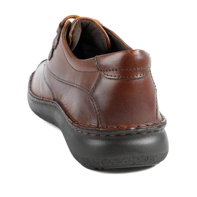 Wide Fit Leather Casual Lace Up Shoes - PARK42059 / 328 430 - Cognac