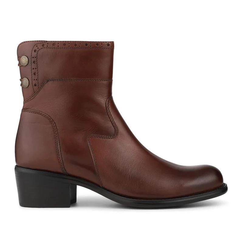 Laurelle Leather Zip Fasten Ankle Boots - LAURELLE / 328 214 - Brown
