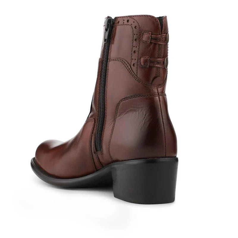 Laurelle Leather Zip Fasten Ankle Boots - LAURELLE / 328 214 - Brown