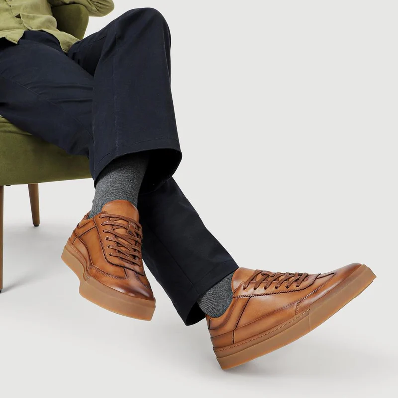 Thorne Leather Lace-Up Trainers - THORNE / 328 499 - Tan