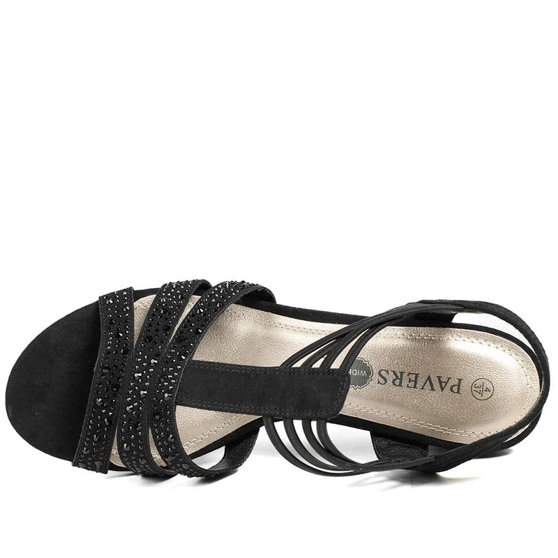 Wide Fit Embellished Strappy Sandals - PLAN43004 / 328 897 - Black