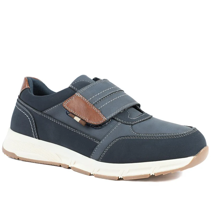 Wide Fit Adjustable Fasten Casual Shoes - WBINS42064 / 327 871 - Navy