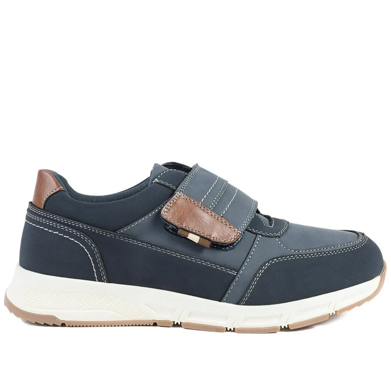 Wide Fit Adjustable Fasten Casual Shoes - WBINS42064 / 327 871 - Navy