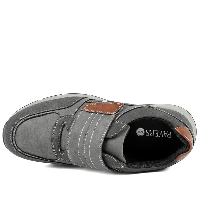 Wide Fit Adjustable Fasten Casual Shoes - WBINS42064 / 327 871 - Grey