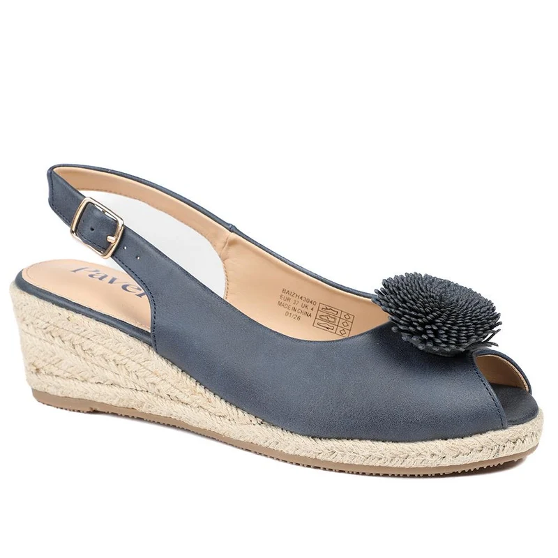 Flower Detail Peep Toe Wedge Sandals - BAIZH43040 / 329 259