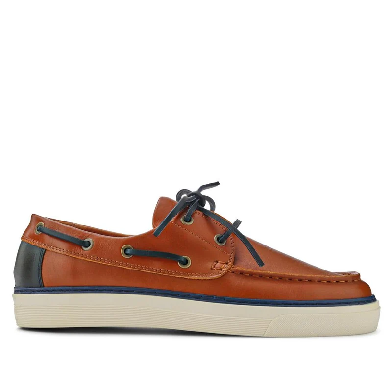 Rhodes Leather Boat Shoes - RHODES / 327 429 - Tan