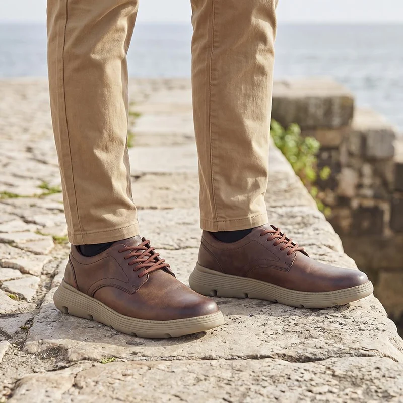 Easy Step In Casual Leather Lace Up Shoes - RISI41001 / 326 953 - Brown