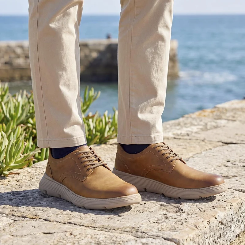 Easy Step In Casual Leather Lace Up Shoes - RISI41001 / 326 953 - Tan
