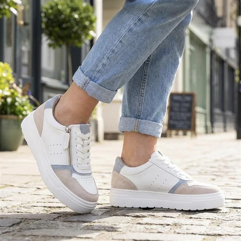 Wide-Fit Dual-Fasten Platform Trainers - BELWBINS41004 / 326 812 - White