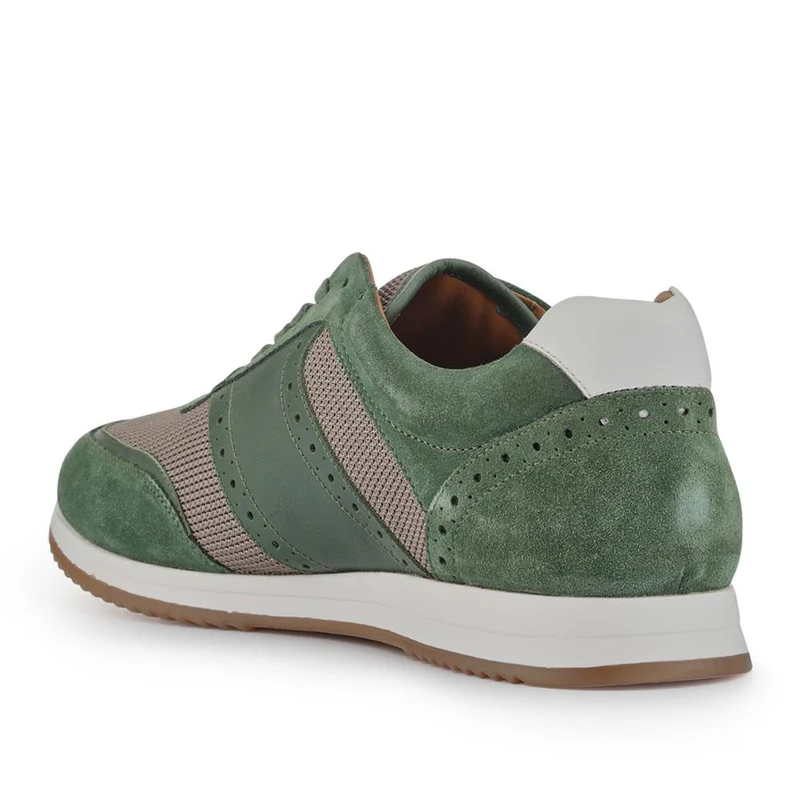 Sergio Lace-Up Leather Trainers - SERGIO / 328 071 - Olive Suede
