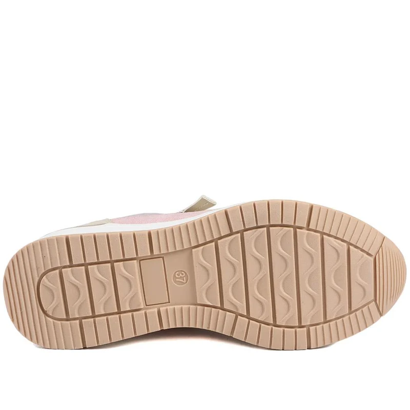 Bellissimo Zip & Lace Wedged Trainers - BELWBINS43032 / 328 934 - Beige Multi